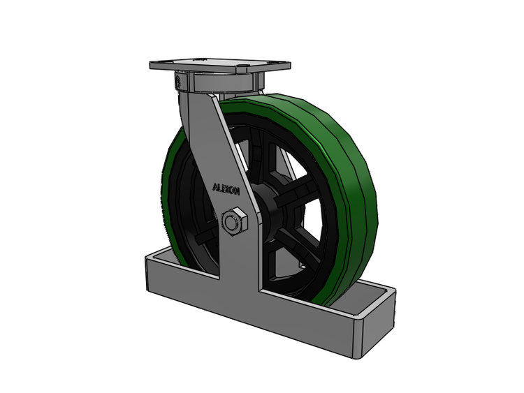 310 Series Top Plate Swivel Caster with 12 x 3 Green Tread on Black Cast Iron Core PX - Thick Polyurethane (Cast Iron Core) Wheel