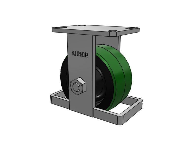 310 Series Top Plate Rigid Caster with 6 x 3 Green Tread on Black Cast Iron Core PY - Polyurethane (Cast Iron Core) Wheel