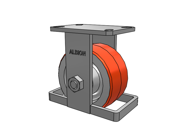 310 Series Top Plate Rigid Caster with 6 x 3 Red-Orange Tread on Cast Iron Core PY - Polyurethane 80A (Cast Iron Core) Wheel