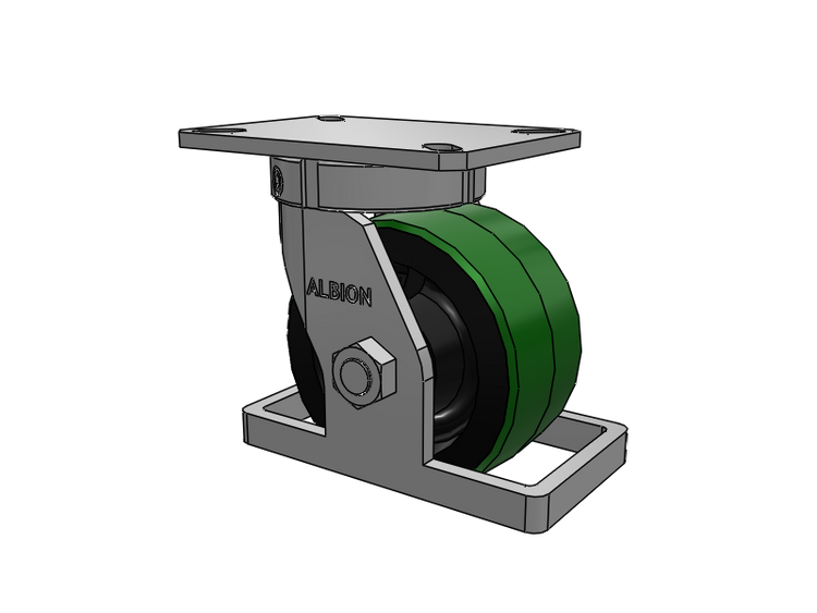 310 Series Top Plate Swivel Caster with 6 x 3 Green Tread on Black Cast Iron Core PY - Polyurethane (Cast Iron Core) Wheel