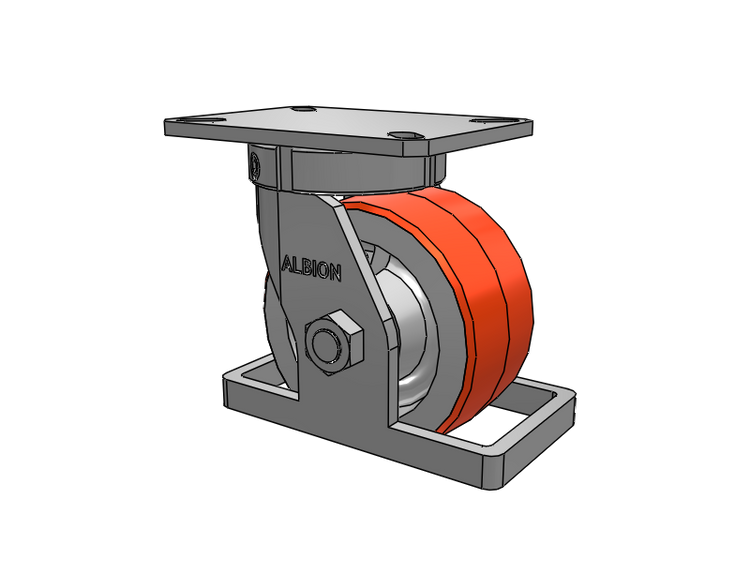 310 Series Top Plate Swivel Caster with 6 x 3 Red-Orange Tread on Cast Iron Core PY - Polyurethane 80A (Cast Iron Core) Wheel