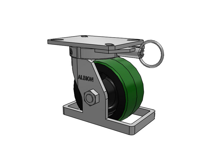 310 Series Top Plate Swivel Caster with 6 x 3 Green Tread on Black Cast Iron Core PY - Polyurethane (Cast Iron Core) Wheel