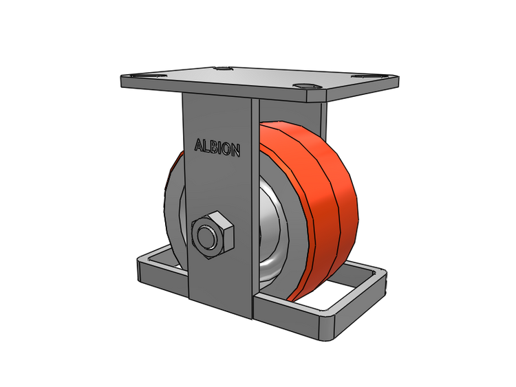 310 Series Top Plate Rigid Caster with 6 x 3 Red-Orange Tread on Cast Iron Core PY - Polyurethane 80A (Cast Iron Core) Wheel