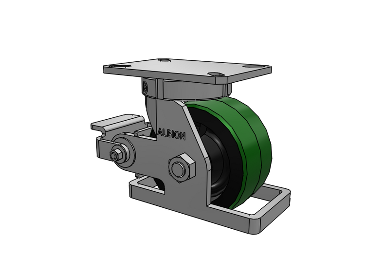 310 Series Top Plate Swivel Caster with 6 x 3 Green Tread on Black Cast Iron Core PY - Polyurethane (Cast Iron Core) Wheel and Poly Cam Brake