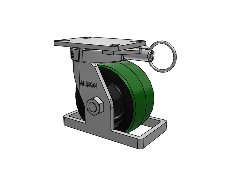 310 Series Top Plate Swivel Caster with 6 x 3 Green Tread on Black Cast Iron Core PY - Polyurethane (Cast Iron Core) Wheel