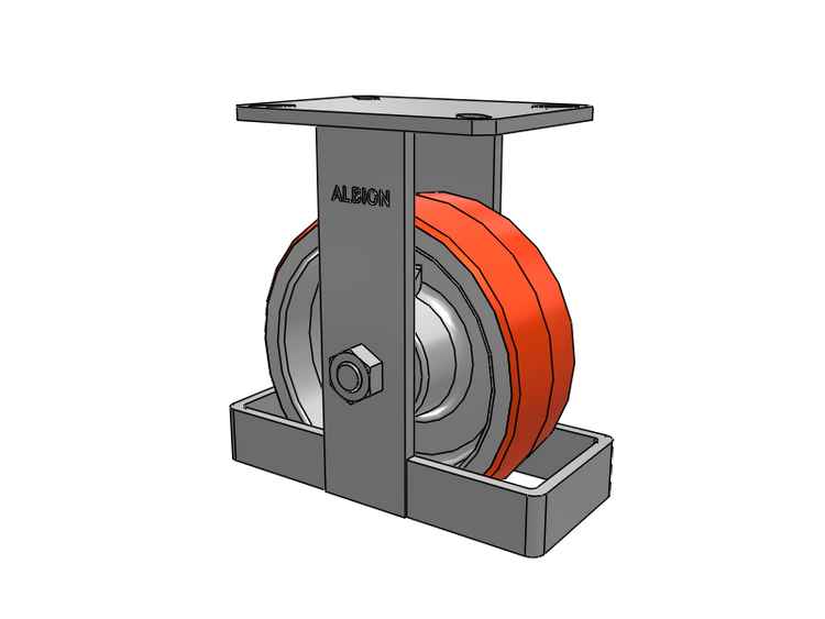 310 Series Top Plate Rigid Caster with 8 x 3 Red-Orange Tread on Cast Iron Core PY - Polyurethane 80A (Cast Iron Core) Wheel