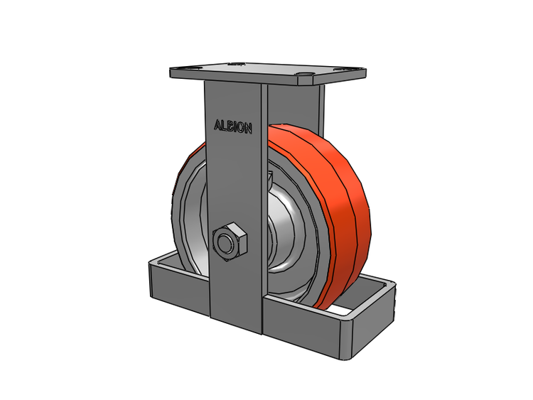 310 Series Top Plate Rigid Caster with 8 x 3 Red-Orange Tread on Cast Iron Core PY - Polyurethane 80A (Cast Iron Core) Wheel