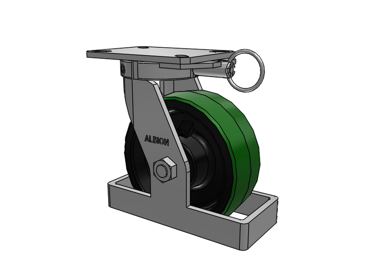 310 Series Top Plate Swivel Caster with 8 x 3 Green Tread on Black Cast Iron Core PY - Polyurethane (Cast Iron Core) Wheel