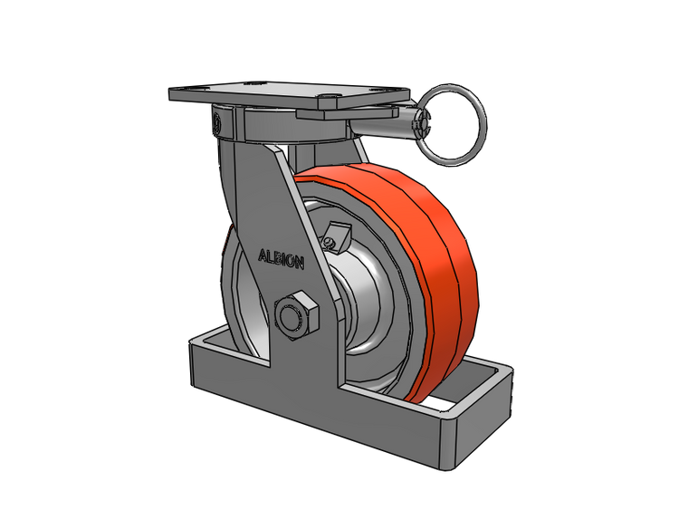 310 Series Top Plate Swivel Caster with 8 x 3 Red-Orange Tread on Cast Iron Core PY - Polyurethane 80A (Cast Iron Core) Wheel