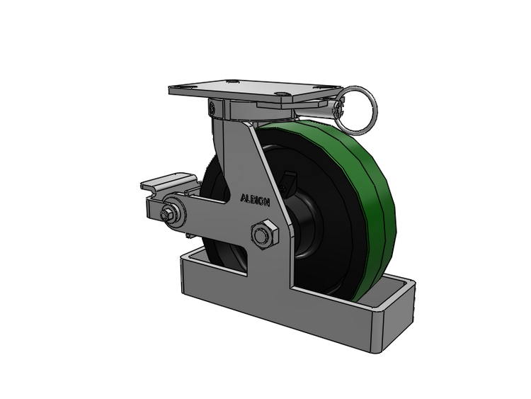 310 Series Top Plate Swivel Caster with 10 x 3 Green Tread on Black Cast Iron Core PY - Polyurethane (Cast Iron Core) Wheel and Poly Cam Brake