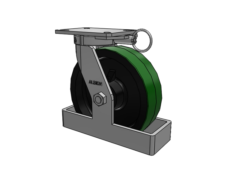 310 Series Top Plate Swivel Caster with 10 x 3 Green Tread on Black Cast Iron Core PY - Polyurethane (Cast Iron Core) Wheel