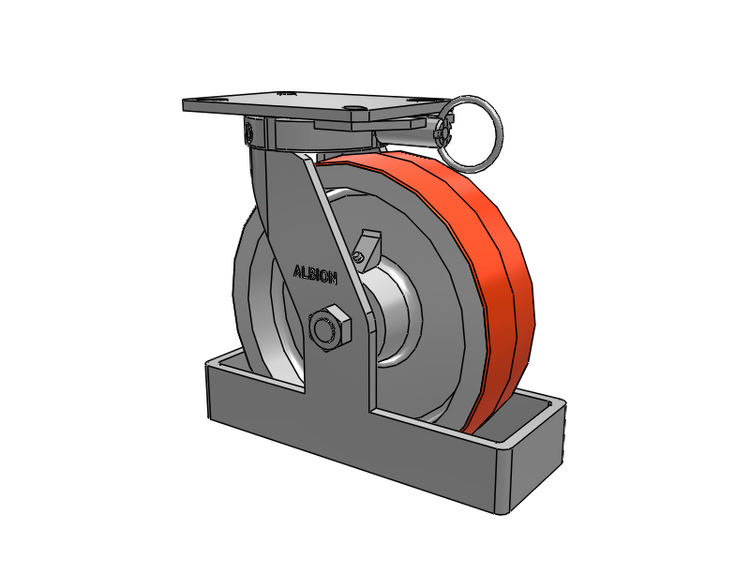 310 Series Top Plate Swivel Caster with 10 x 3 Red-Orange Tread on Cast Iron Core PY - Polyurethane 80A (Cast Iron Core) Wheel