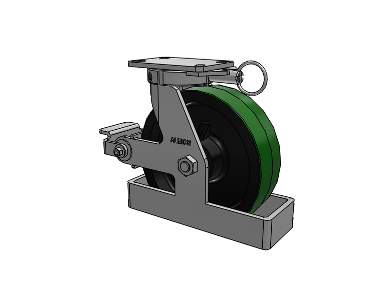 310 Series Top Plate Swivel Caster with 10 x 3 Green Tread on Black Cast Iron Core PY - Polyurethane (Cast Iron Core) Wheel and Poly Cam Brake