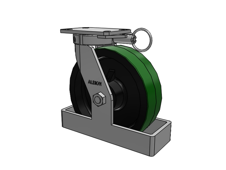 310 Series Top Plate Swivel Caster with 10 x 3 Green Tread on Black Cast Iron Core PY - Polyurethane (Cast Iron Core) Wheel