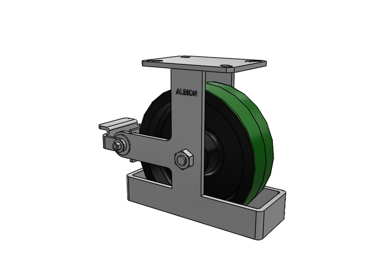 310 Series Top Plate Rigid Caster with 10 x 3 Green Tread on Black Cast Iron Core PY - Polyurethane (Cast Iron Core) Wheel and Poly Cam Brake