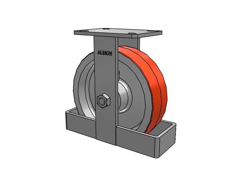 310 Series Top Plate Rigid Caster with 10 x 3 Red-Orange Tread on Cast Iron Core PY - Polyurethane 80A (Cast Iron Core) Wheel