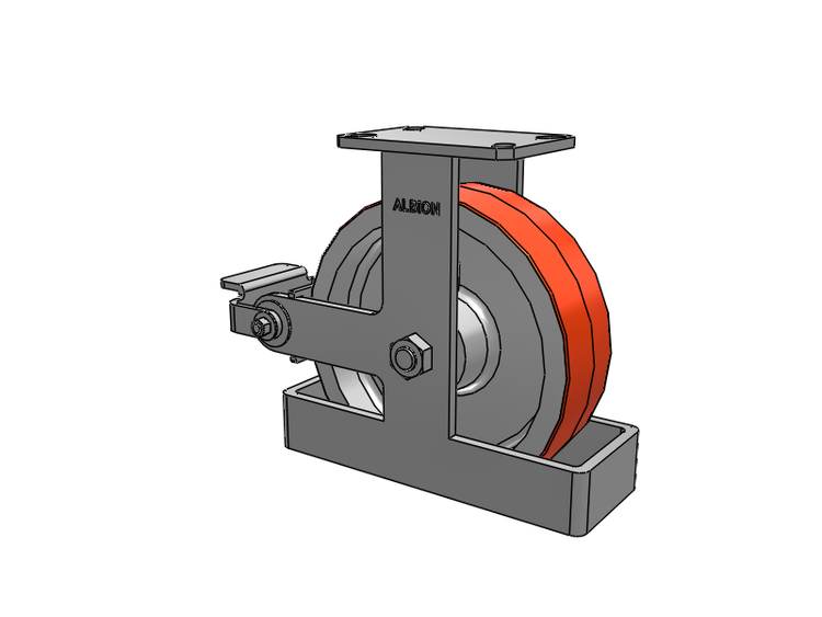 310 Series Top Plate Rigid Caster with 10 x 3 Red-Orange Tread on Cast Iron Core PY - Polyurethane 80A (Cast Iron Core) Wheel and Poly Cam Brake
