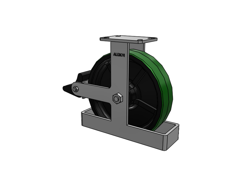 310 Series Top Plate Rigid Caster with 12 x 3 Green Tread on Black Cast Iron Core PY - Polyurethane (Cast Iron Core) Wheel and Poly Lock Integrated Brake