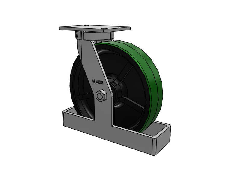 310 Series Top Plate Swivel Caster with 12 x 3 Green Tread on Black Cast Iron Core PY - Polyurethane (Cast Iron Core) Wheel