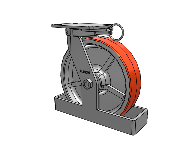 310 Series Top Plate Swivel Caster with 12 x 3 Red-Orange Tread on Cast Iron Core PY - Polyurethane 80A (Cast Iron Core) Wheel