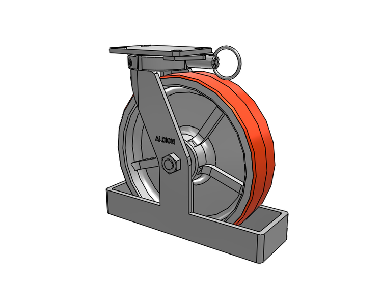 310 Series Top Plate Swivel Caster with 12 x 3 Red-Orange Tread on Cast Iron Core PY - Polyurethane 80A (Cast Iron Core) Wheel