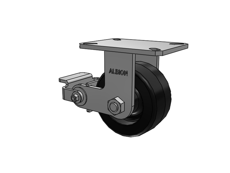 310 Series Top Plate Rigid Caster with 6 x 3 Black Phenolic Resin TM - Phenolic Wheel and Poly Cam Brake