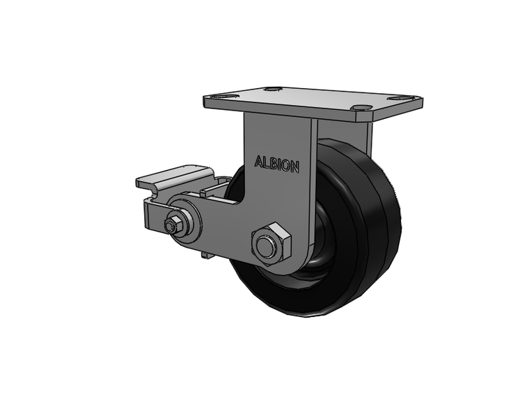 310 Series Top Plate Rigid Caster with 6 x 3 Black Phenolic Resin TM - Phenolic Wheel and Poly Cam Brake