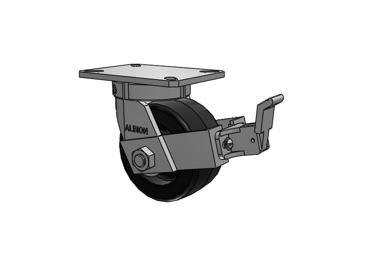 310 Series Top Plate Swivel Caster with 6 x 3 Black Phenolic Resin TM - Phenolic Wheel and Face Brake