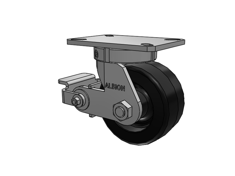 310 Series Top Plate Swivel Caster with 6 x 3 Black Phenolic Resin TM - Phenolic Wheel and Poly Cam Brake