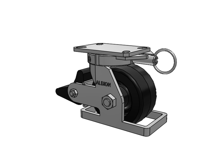 310 Series Top Plate Swivel Caster with 6 x 3 Black Phenolic Resin TM - Phenolic Wheel and Poly Lock Integrated Brake