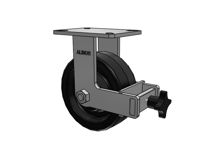 310 Series Top Plate Rigid Caster with 8 x 3 Black Phenolic Resin TM - Phenolic Wheel and Face Brake