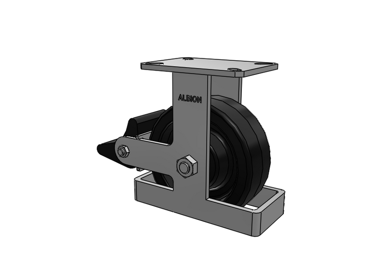 310 Series Top Plate Rigid Caster with 8 x 3 Black Phenolic Resin TM - Phenolic Wheel and Poly Lock Integrated Brake