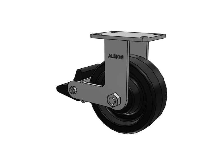 310 Series Top Plate Rigid Caster with 8 x 3 Black Phenolic Resin TM - Phenolic Wheel and Poly Lock Integrated Brake