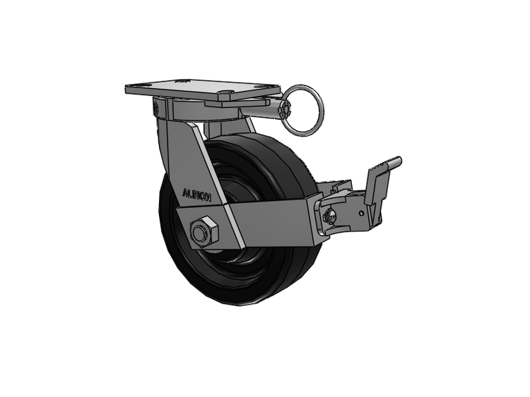 310 Series Top Plate Swivel Caster with 8 x 3 Black Phenolic Resin TM - Phenolic Wheel and Face Brake