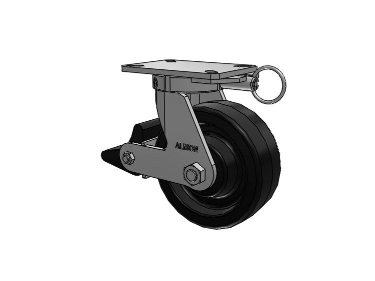 310 Series Top Plate Swivel Caster with 8 x 3 Black Phenolic Resin TM - Phenolic Wheel and Poly Lock Integrated Brake