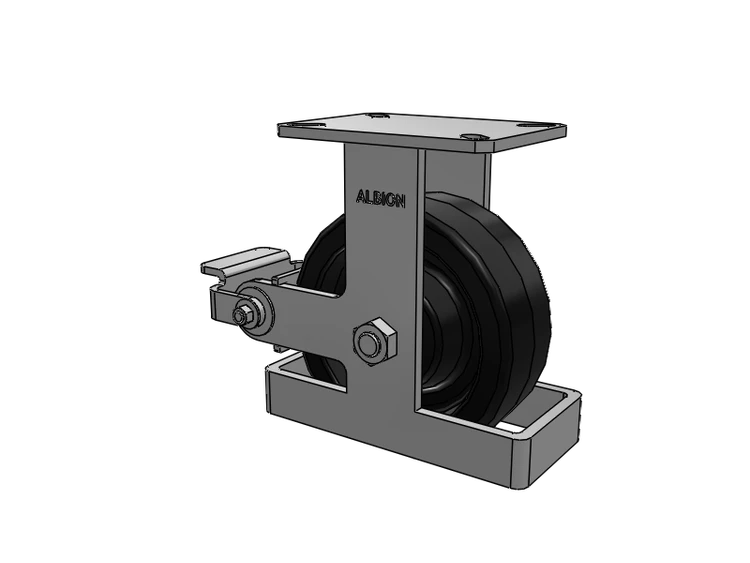 310 Series Top Plate Rigid Caster with 8 x 3 Black Phenolic Resin TM - Phenolic Wheel and Poly Cam Brake