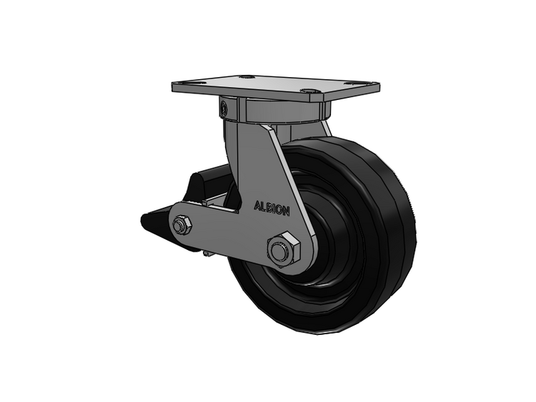 310 Series Top Plate Swivel Caster with 8 x 3 Black Phenolic Resin TM - Phenolic Wheel and Poly Lock Integrated Brake