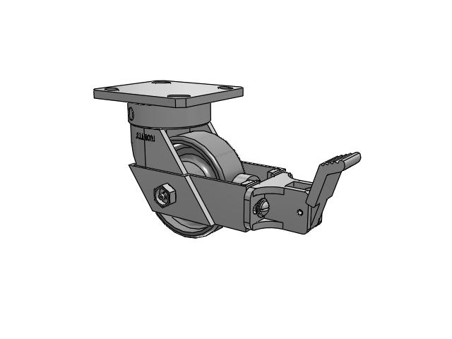 110 Series Kingpinless Top Plate Swivel Caster with 4 x 1.5 Clear Coat Enamel FS - Drop-Forged Steel Wheel and Face Brake