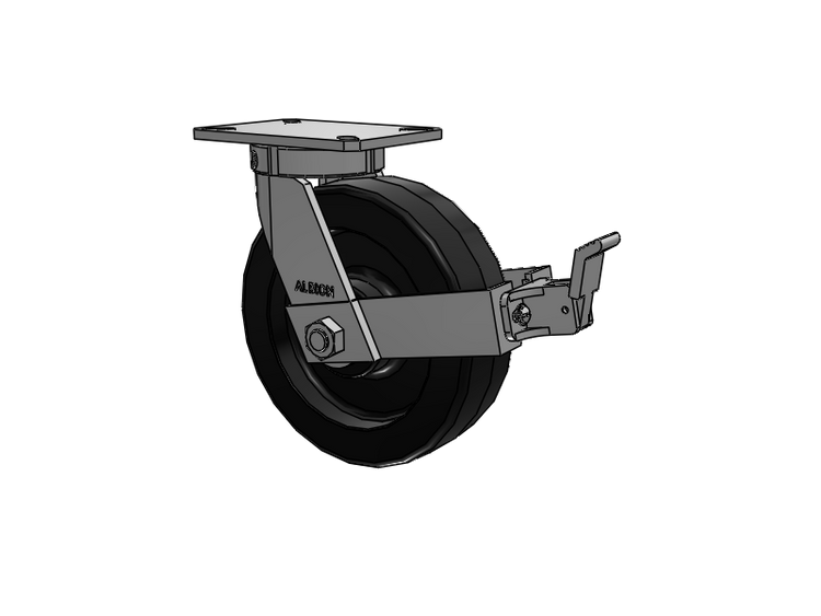 310 Series Top Plate Swivel Caster with 10 x 3 Black Phenolic Resin TM - Phenolic Wheel and Face Brake