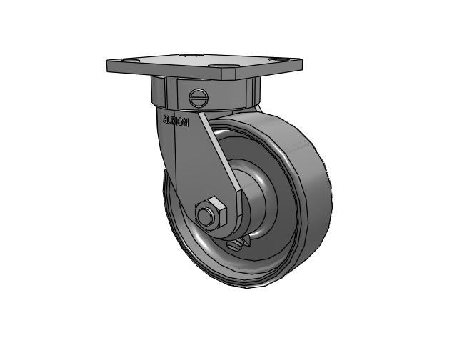 110 Series Kingpinless Top Plate Swivel Caster with 5 x 1.75 Clear Coat Enamel FS - Drop-Forged Steel Wheel