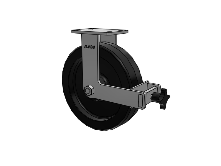 310 Series Top Plate Rigid Caster with 12 x 3 Black Phenolic Resin TM - Phenolic Wheel and Face Brake