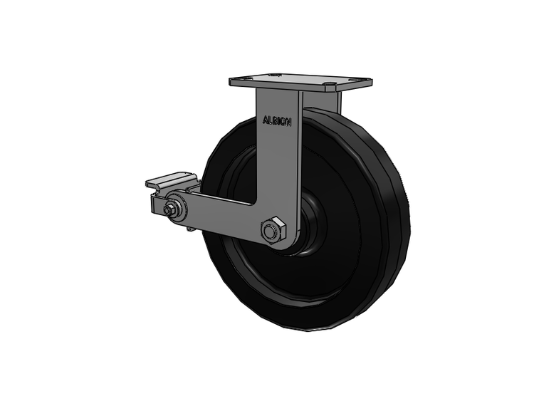 310 Series Top Plate Rigid Caster with 12 x 3 Black Phenolic Resin TM - Phenolic Wheel and Poly Cam Brake