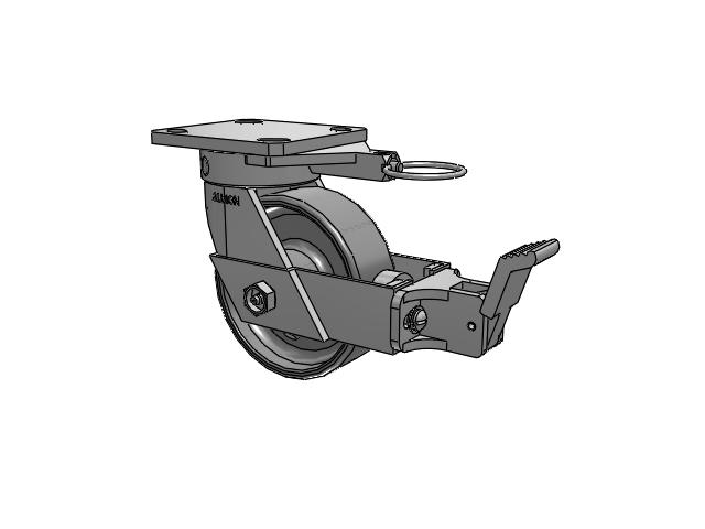 110 Series Kingpinless Top Plate Swivel Caster with 5 x 1.75 Clear Coat Enamel FS - Drop-Forged Steel Wheel and Face Brake