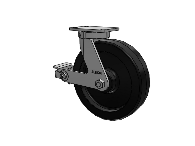 310 Series Top Plate Swivel Caster with 12 x 3 Black Phenolic Resin TM - Phenolic Wheel and Poly Cam Brake