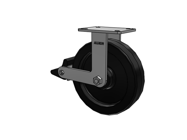 310 Series Top Plate Rigid Caster with 12 x 3 Black Phenolic Resin TM - Phenolic Wheel and Poly Lock Integrated Brake
