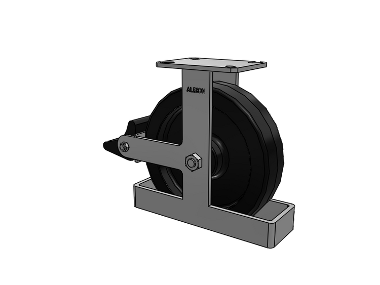 310 Series Top Plate Rigid Caster with 12 x 3 Black Phenolic Resin TM - Phenolic Wheel and Poly Lock Integrated Brake