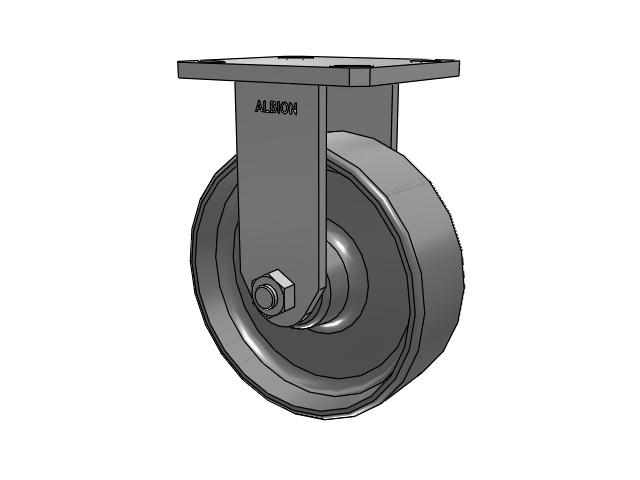 110 Series Kingpinless Top Plate Rigid Caster with 6 x 2 Clear Coat Enamel FS - Drop-Forged Steel Wheel