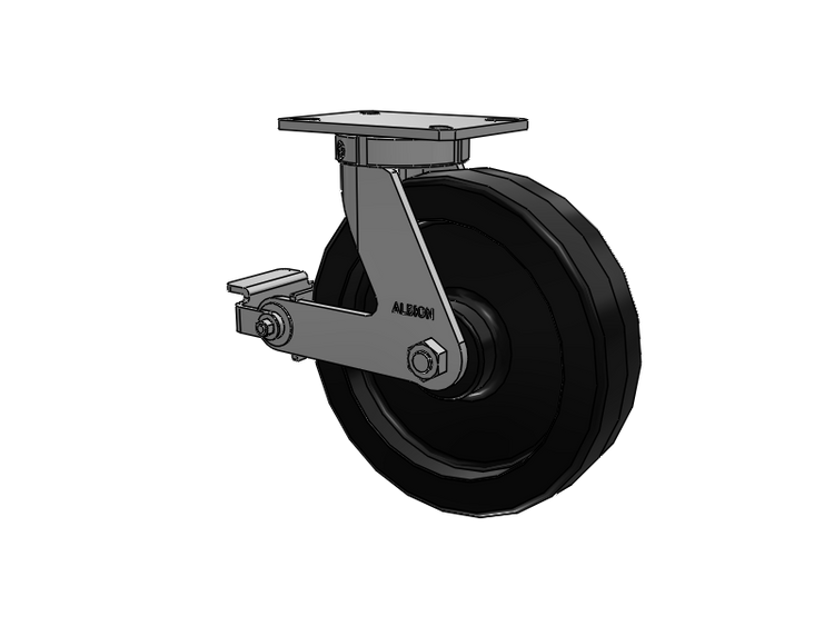 310 Series Top Plate Swivel Caster with 12 x 3 Black Phenolic Resin TM - Phenolic Wheel and Poly Cam Brake