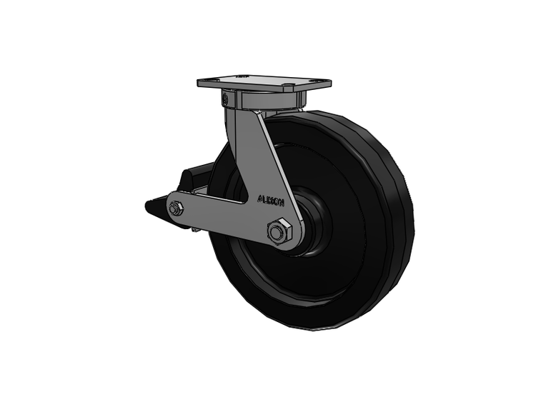 310 Series Top Plate Swivel Caster with 12 x 3 Black Phenolic Resin TM - Phenolic Wheel and Poly Lock Integrated Brake