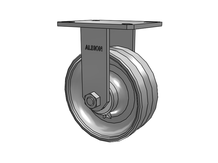 310 Series Top Plate Rigid Caster with 8 x 3 Clear Coat Enamel VF - Drop-Forged Steel V-Groove Wheel
